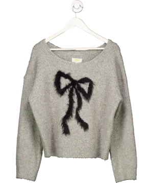 Anthropologie Maeve Grey Sparkle Bow Sweater UK M