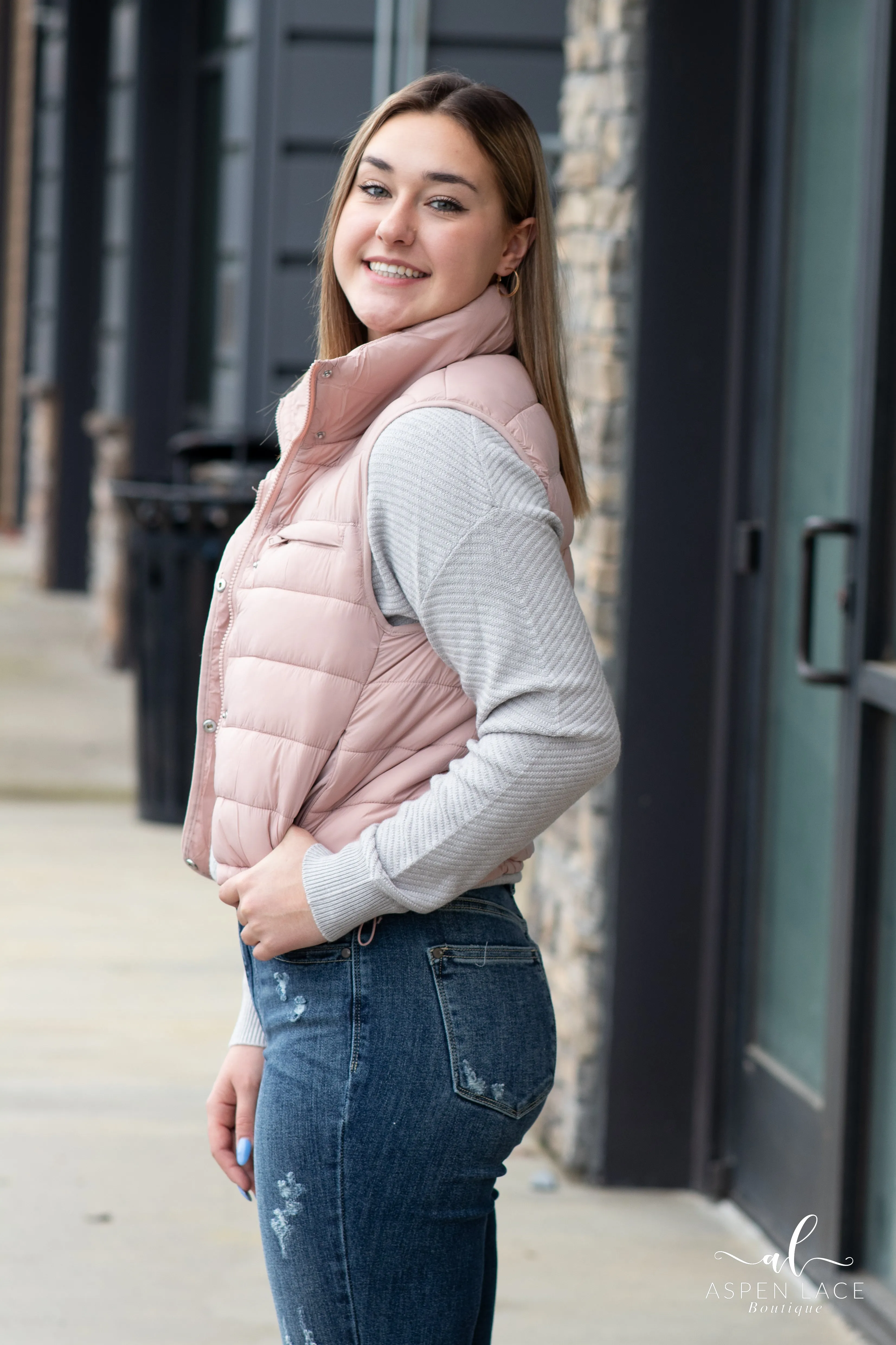 Cj Puffer Vest (Pink Powder)