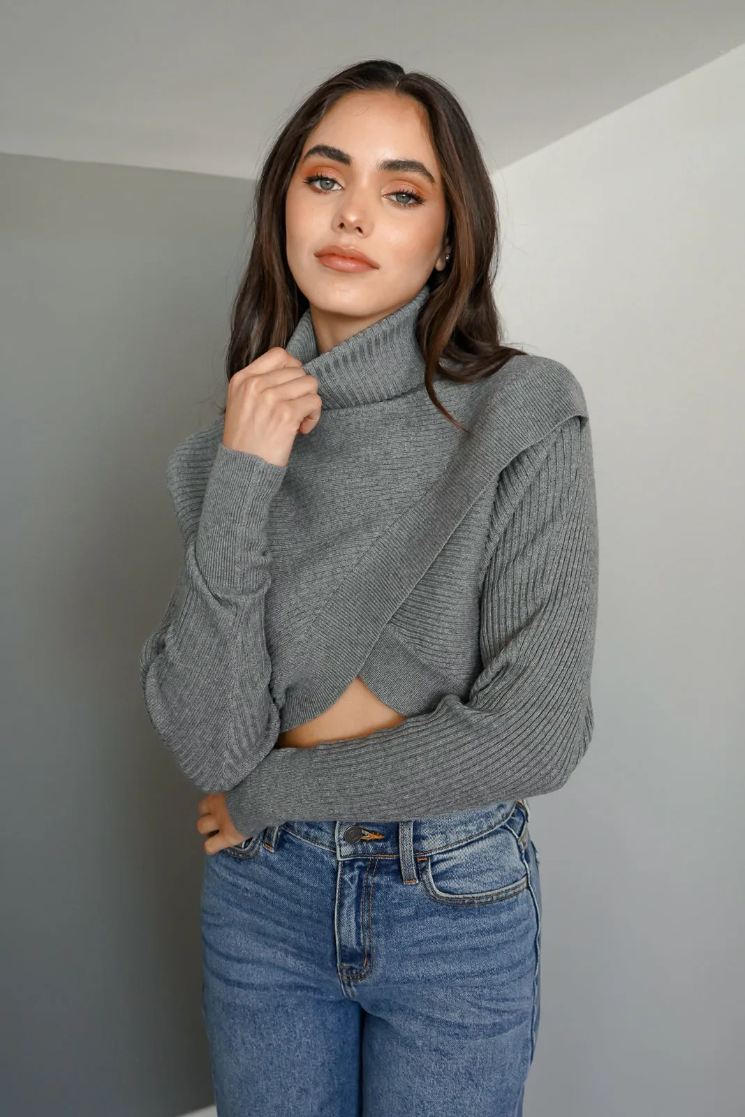 Cross Front Turtleneck