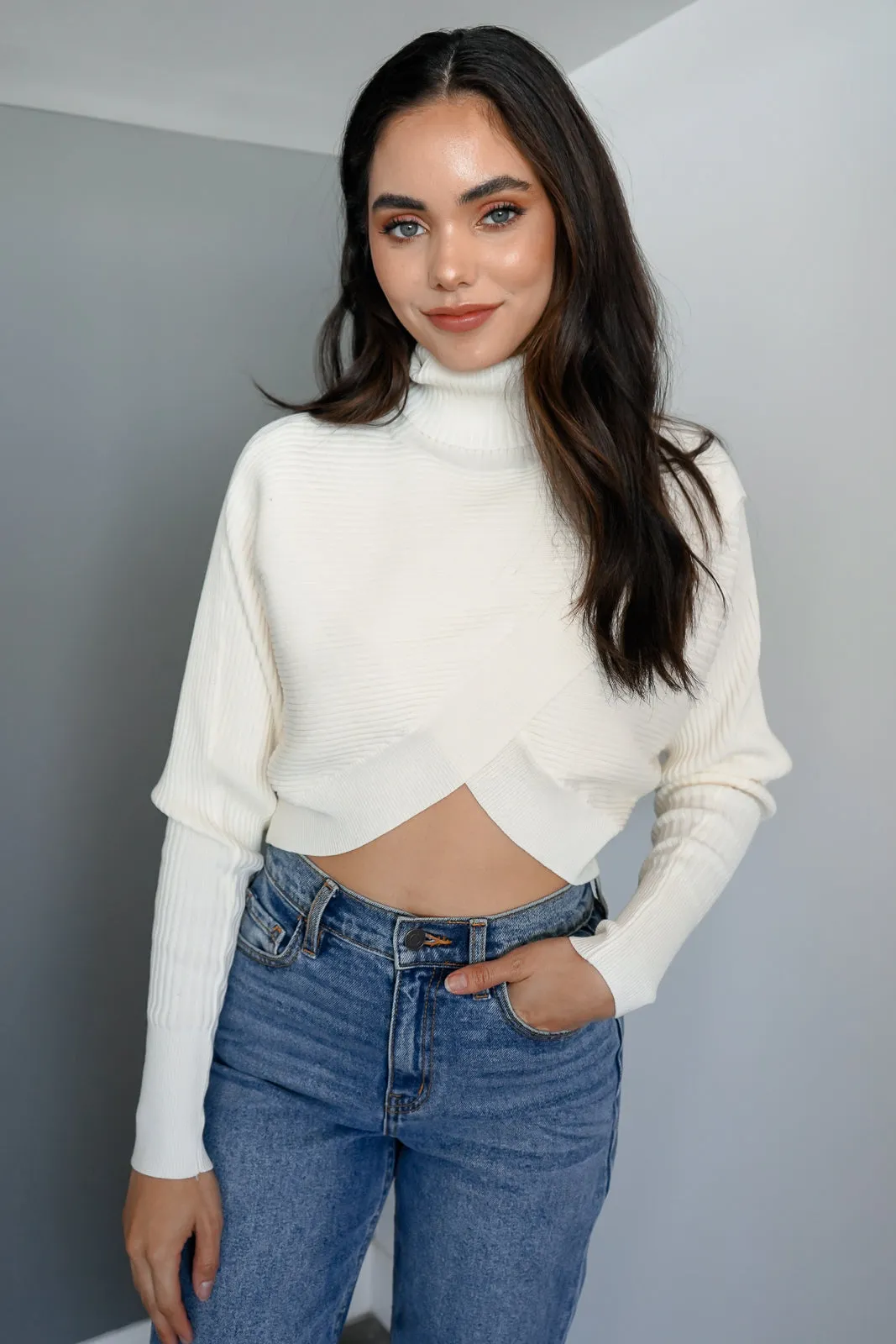 Cross Front Turtleneck