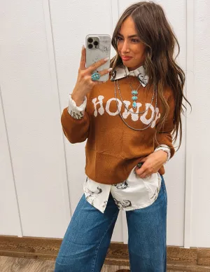 Howdy Cozy Sweater (Mocha)