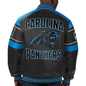 NFL Carolina Panther Football Black Leather Jacket For Men and Women