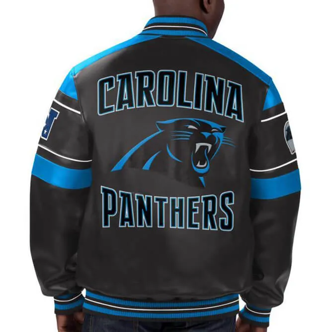 NFL Carolina Panther Football Black Leather Jacket For Men and Women
